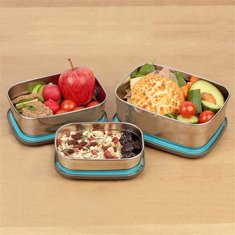 Bento Lunch Box Stainless Steel Food Containers Blue Set Of 3 Best