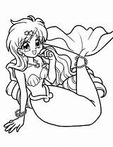 Mermaid Coloring Kawaii sketch template