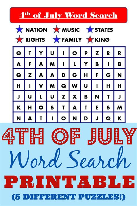 4th Of July Word Search Printable Brooklyn Active Mama