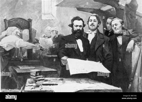 Reproduction Of Painting Karl Marx And Friedrich Engels At Editorial