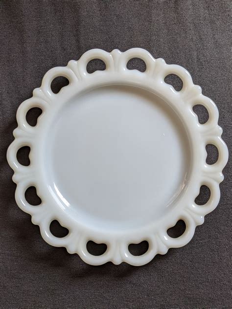 Vintage Anchor Hocking Milk Glass Lace Edge Plate Etsy