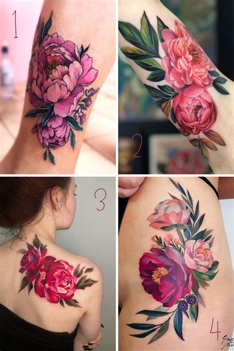 43 Pretty Peony Tattoo Ideas Tattooglee Colorful Flower Tattoo Beautiful Flower Tattoos