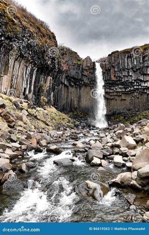 Svartifoss Black Waterfall Iceland Stock Image Image Of Natural