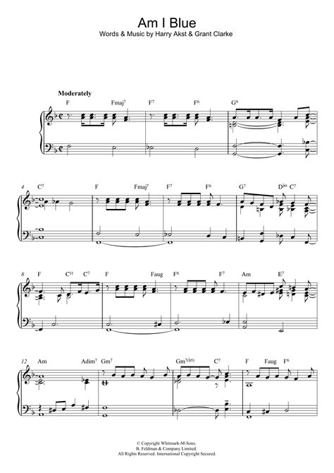 Am I Blue Sheet Music Billie Holiday Piano Solo
