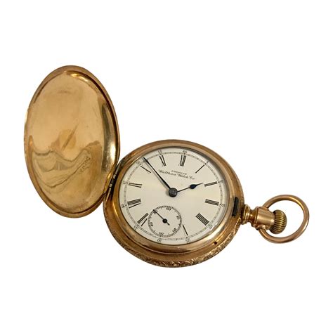 14k gold filled full hunter american waltham watch co antique gents pocket watch at 1stdibs