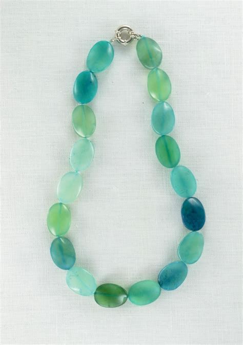 Ocean Waves Natural Blue Jade Gemstone Necklace