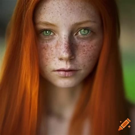 Women Long Red Hair Green Eye Freckles On Craiyon