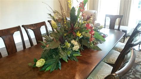 How to update dining room furniture. Large dining room centerpiece.Silk Floral Artistry fr ...