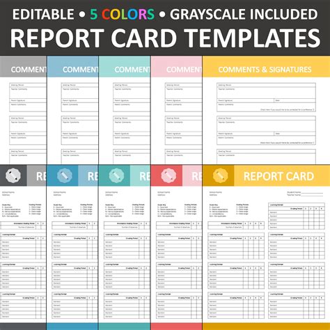 Report Card Templates Editable A Etsy