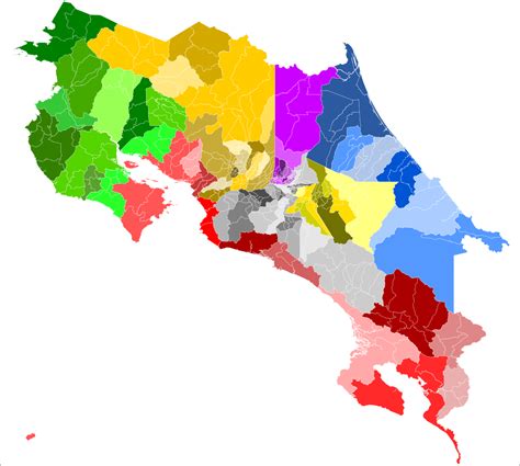 Mapa De Costa Rica Con Provincias Cantones Y Distritos 【para Descargar