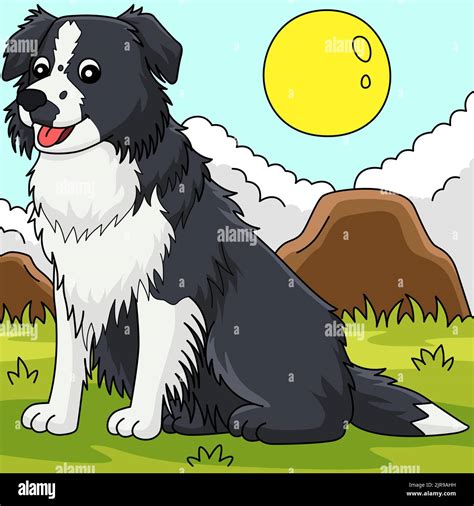 Border Collie Dog Colored Cartoon Illustration Stock Vector Image And Art