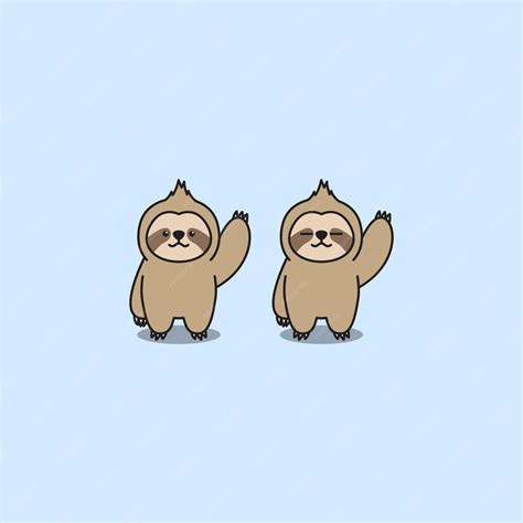 Premium Vector Funny Sloth Waving Paw Cartoon Vector Illustration