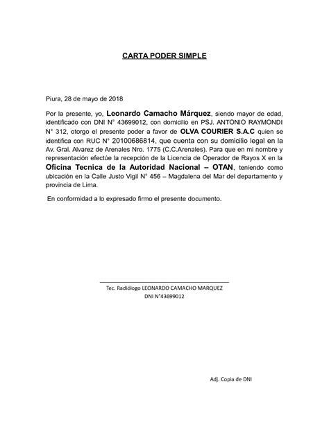 Result Images Of Formato Carta Poder Simple Modelo Png Image Collection