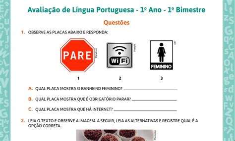 Aprendendo Com A Tia Debora AvaliaÇÃo De LÍngua Portuguesa 1º Ano Em