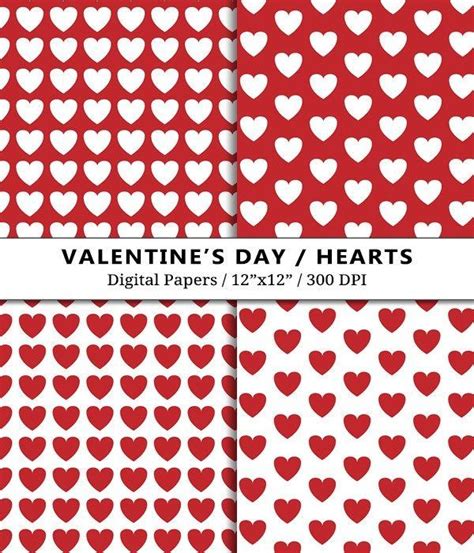 Valentines Day Hearts Digital Papers Download Free Printable