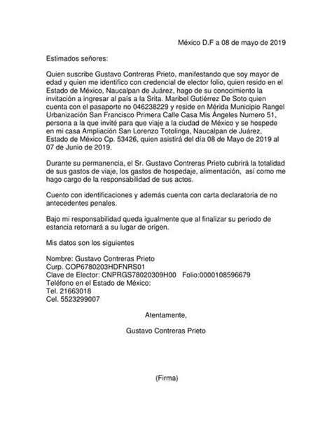 Carta De Invitacion En Mexico