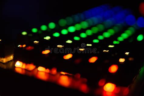 Diagonal Rgb Gaming Keyboard Bokeh Background Colorful Mechanical