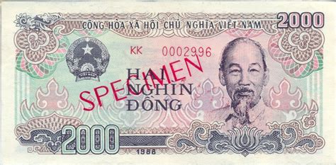 Banknote Index Vietnam 2000 Dong P107s2 Sbv B5as