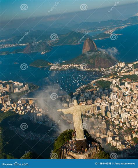 Rio De Janeiro Brazil Aerial View Of Rio De Janeiro With Christ
