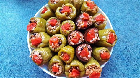 Zeytinyağlı Biber Dolması Tarifi Turkish Stuffed Peppers in Olive Oil