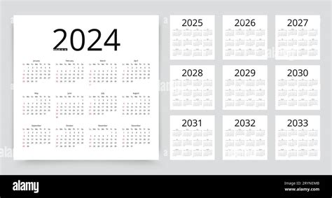 Calendar For 2024 2025 2026 2027 2028 2029 2030 2031 2032 2033
