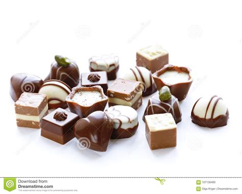 Caramelos De Chocolates Clasificados Para El Postre Foto De Archivo