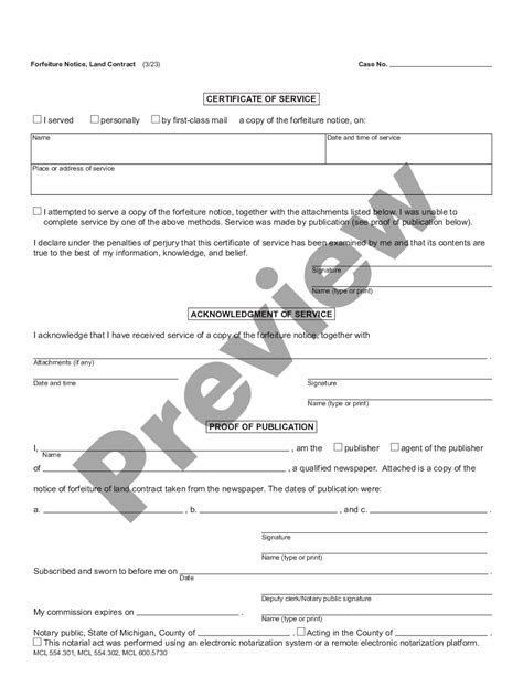Ann Arbor Michigan Forfeiture Notice Land Contract Us Legal Forms