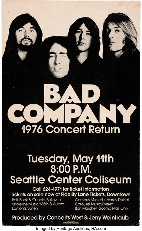 Bad Company 1976 Seattle Washington Concert Poster Music Lot