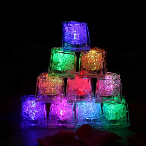 12 Pack 7 Color Changing Light Up Led Submersible Waterproof Ice Cubes