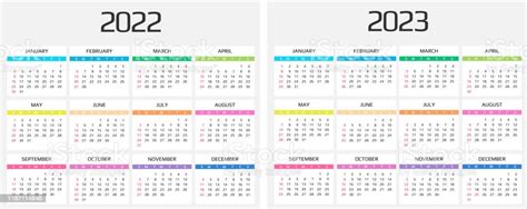Calendar 2022 And 2023 Template 12 Months Include Holiday Event Stock
