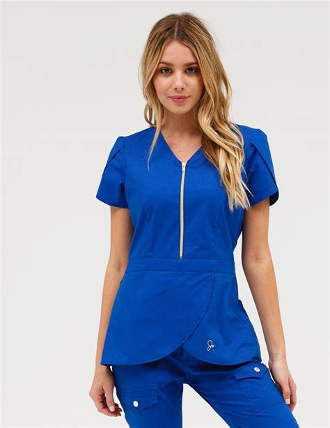 the tulip top royal blue medical outfit womens scrub tops stylish scrubs