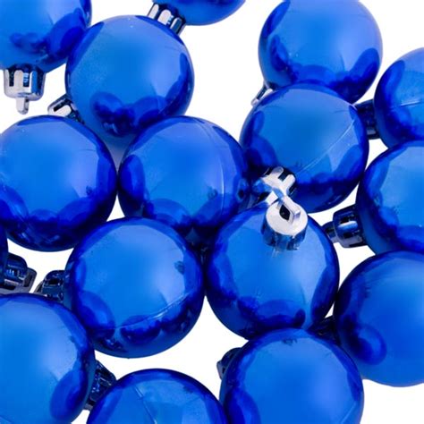 Blue Baubles Shiny Shatterproof Pack Of 18 X 40mm