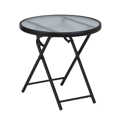 Essential Garden 20 Round Folding Bistro Table Matte Black Limited Availability