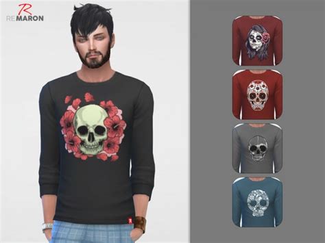 The Sims Resource Skull Shirt For Men By Remaron • Sims 4 Downloads