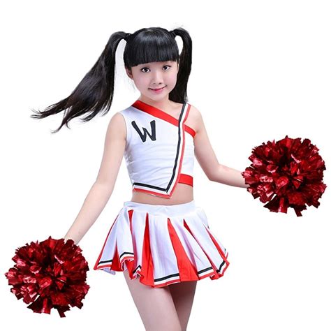 girls cheerleader uniform outfit costume fun varsity brand youth red and white in clothing sets