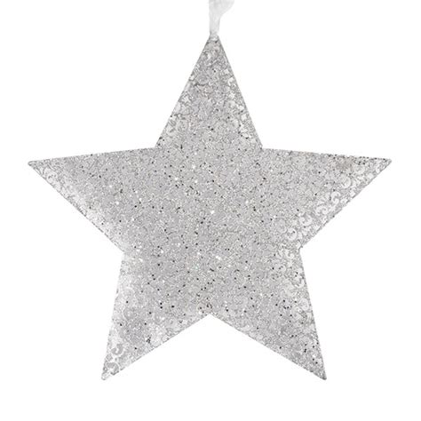 Silver Fretwork Star Shape Hanging Decoration 40cm