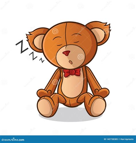 Teddy Bear Sleep Mascot Vector Cartoon Art Illustration Stock Vector