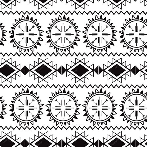 Premium Vector Vector Tribal Ethnic Seamless Pattern In Black White