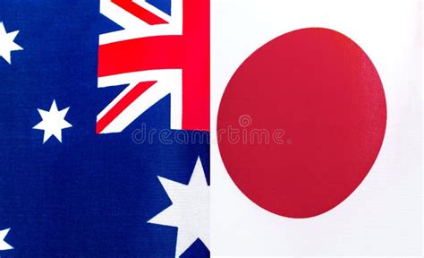Fragments Of The National Flags Of Australia And Japan Stock Photo