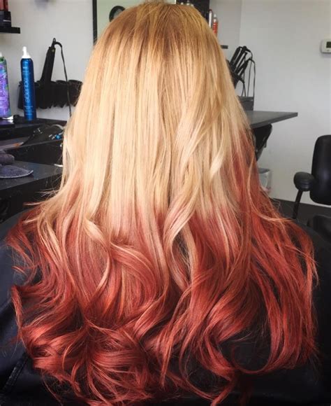 Reverse Ombre Blonde To Red Ombre Hair Blonde Blonde Hair With Red
