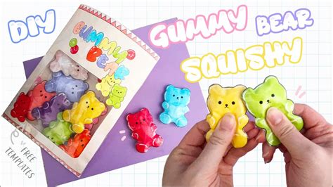 Diy Paper Squishy Gummy Bear Bag Free Template Youtube