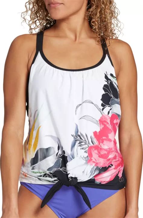 Calia By Carrie Underwood Womens Printed Tie Front Tankini Regular