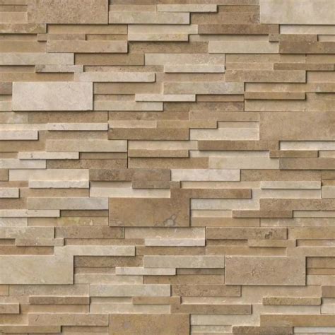 Ivory And Noce Travertine Blend 6x24 Stacked Stone Ledger Panel Stone