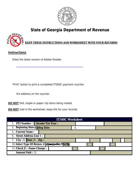 Fillable Form It560c Payment Of Income Tax Georgia Department Of