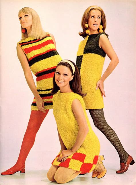 yellow geometry sweater dresses 1960s sixties fashion 1960s mod fashion 1960s fashion