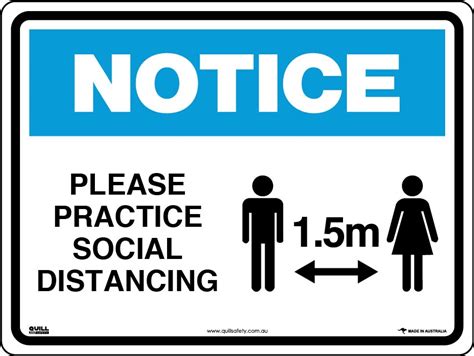 Notice Signs Please Practice Social Distancing 15m Quill Safety