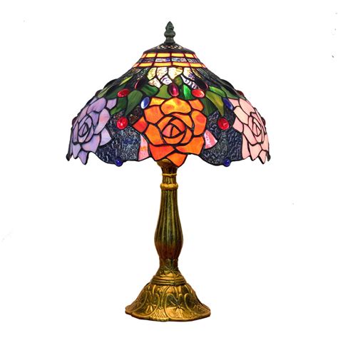 12 Inch American Garden Rose Stained Glass Table Lamp Tiffany Restaurant Bar Bedroom Bedside