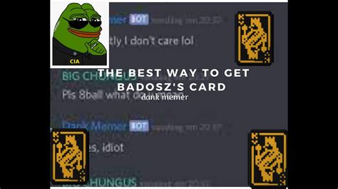 How To Get The Badoszs Card Dank Memer Discord Youtube