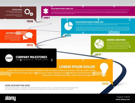 Vector Infographic Company Milestones Timeline Template With Bubbles On