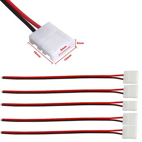 10Pcs Lot PCB Cable 2 Pin LED Strip Connectors 3528 5050 8mm 10mm